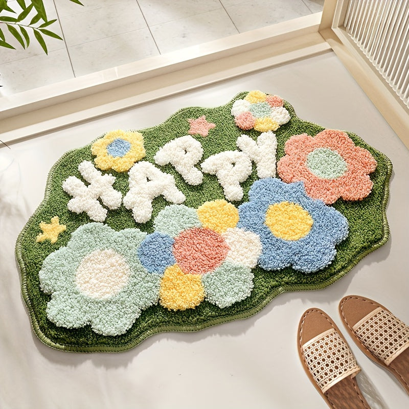 Luxury Bath Mat with Floral Pattern, Extra Soft and Absorbent - Florina