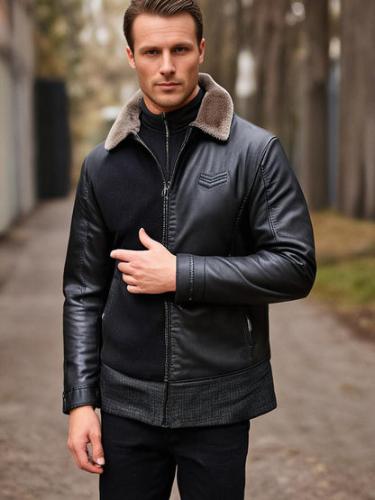Men's leather jacket with thermal lining – Dario