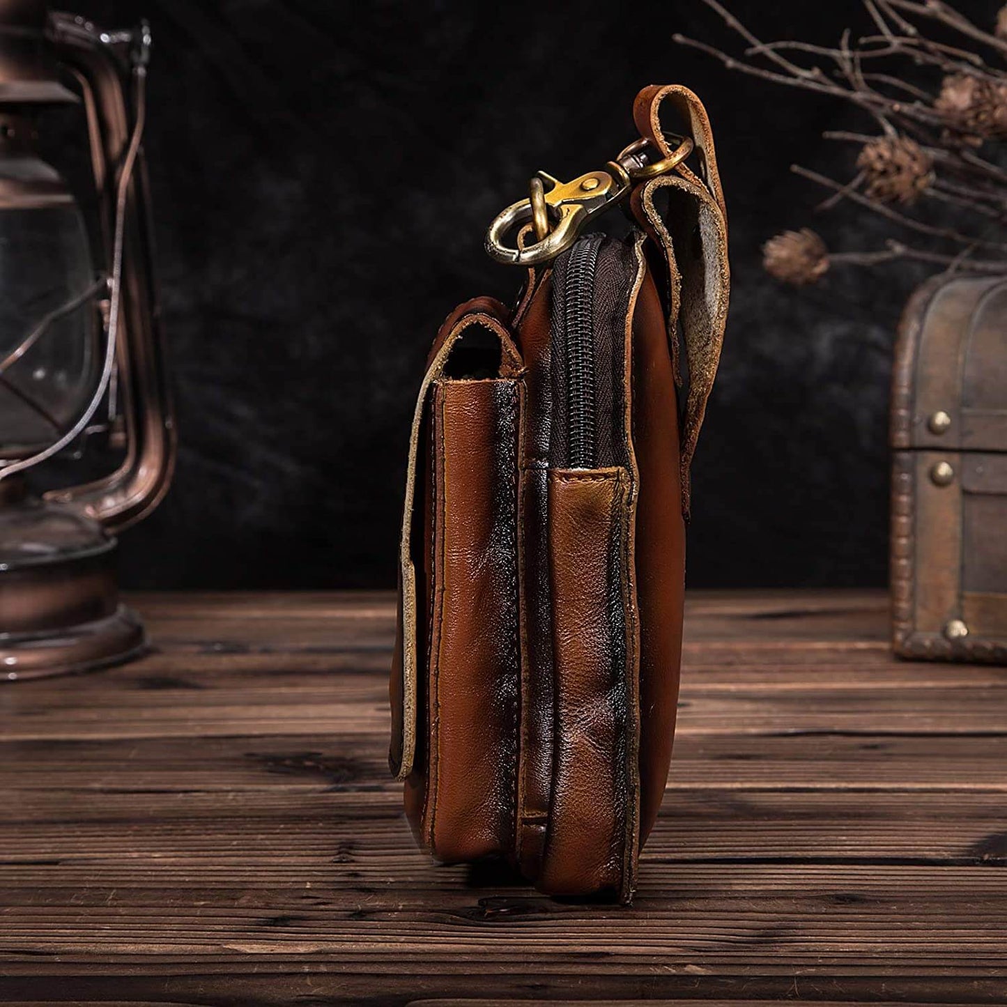 Men's genuine leather belt bag