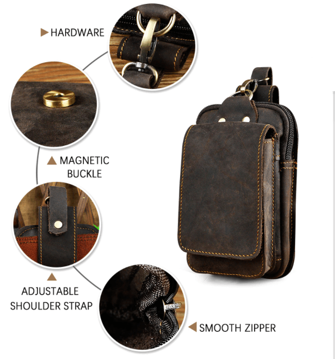 Men's genuine leather belt bag