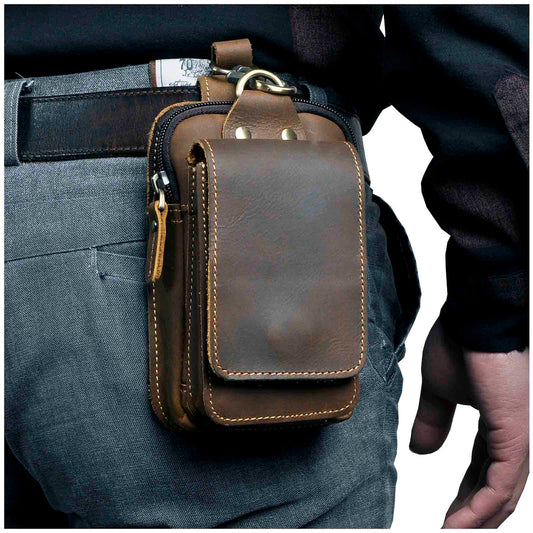 Men's genuine leather belt bag