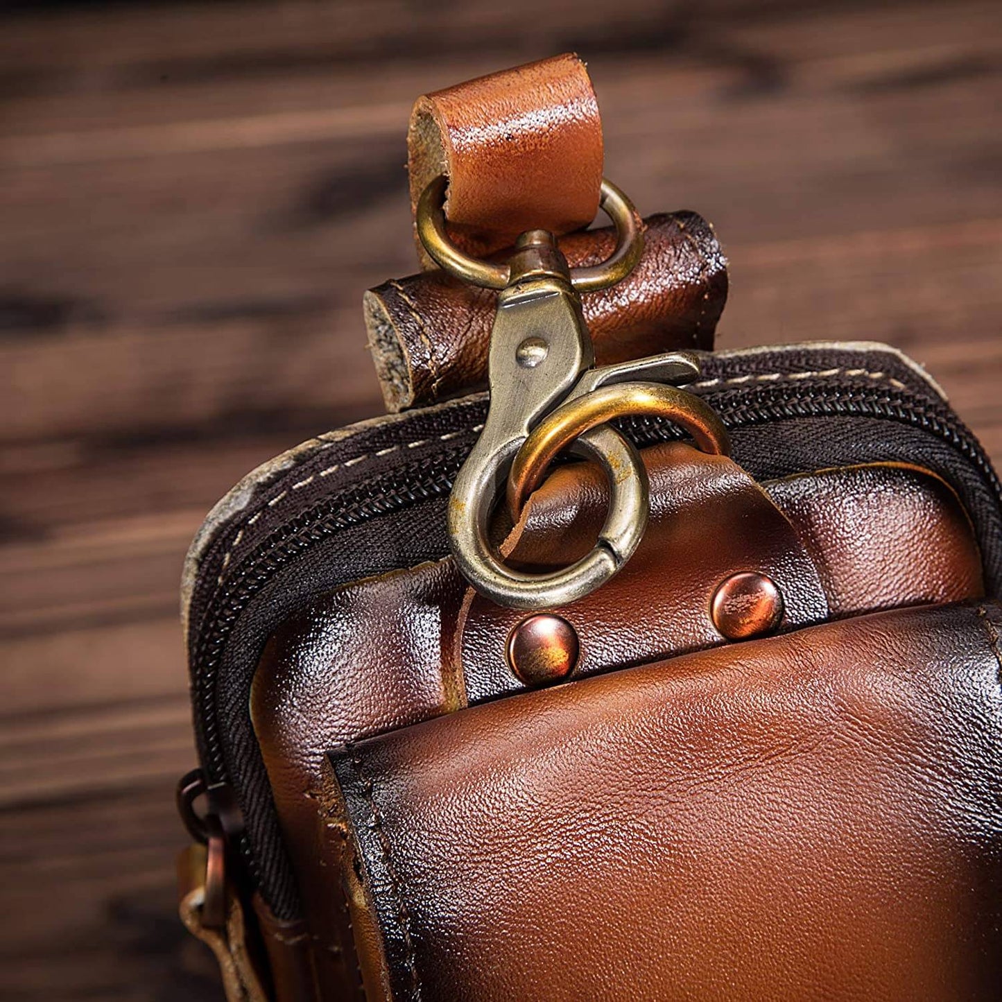 Men's genuine leather belt bag
