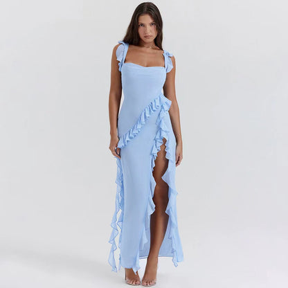 Trendy maxi dress with ruffles & chiffon for summer – Amira