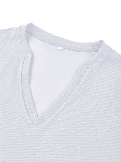 Men's T-shirt with deep V-neck and textured fabric – Rafael