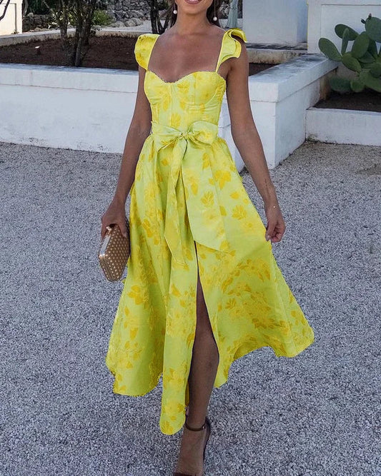 Summer Dress with Butterfly Sleeves and Print - Lina