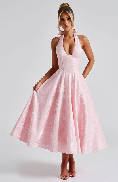 Floral Halter Midi Dress – Wedding Guest Occasion Dress 7