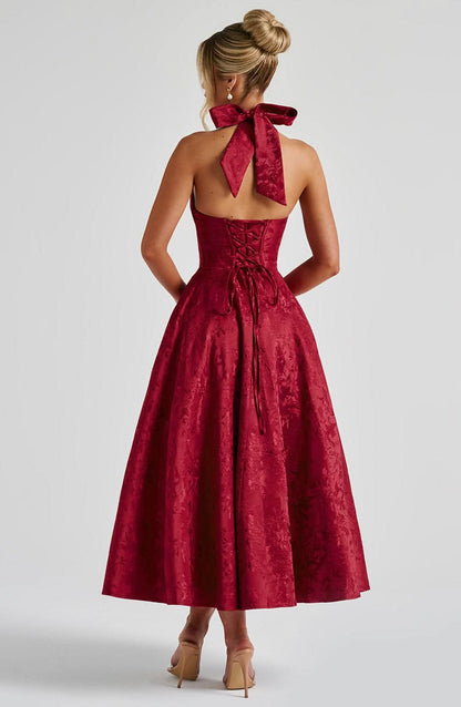 Floral Halter Midi Dress – Wedding Guest Occasion Dress 11