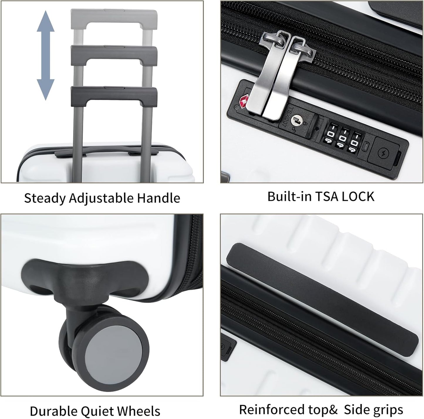 Expandable hard-shell suitcase with spinner wheels and TSA lock