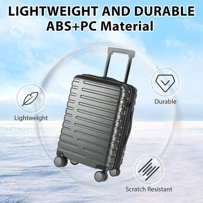 Expandable hard-shell suitcase with spinner wheels and TSA lock