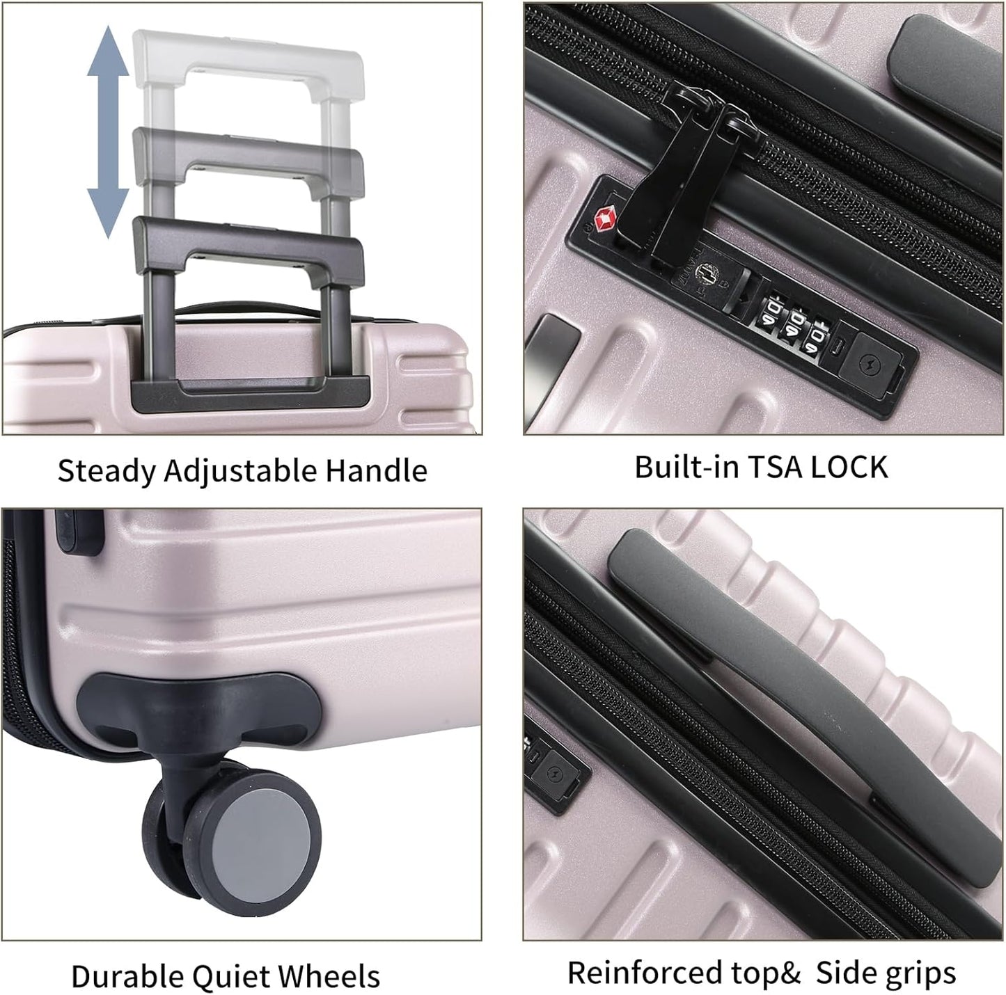 Expandable hard-shell suitcase with spinner wheels and TSA lock