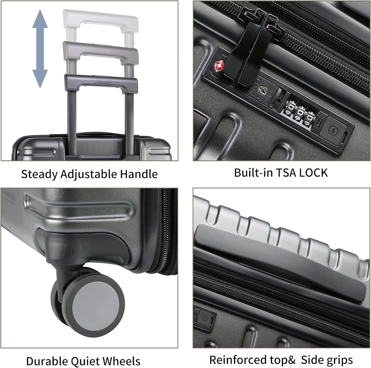 Expandable hard-shell suitcase with spinner wheels and TSA lock