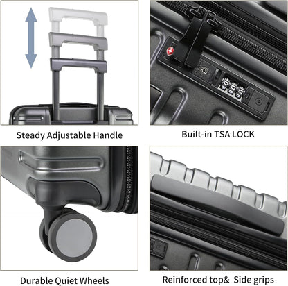 Expandable hard-shell suitcase with spinner wheels and TSA lock