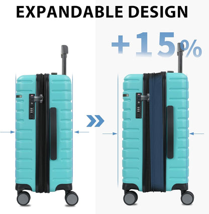 Expandable hard-shell suitcase with spinner wheels and TSA lock