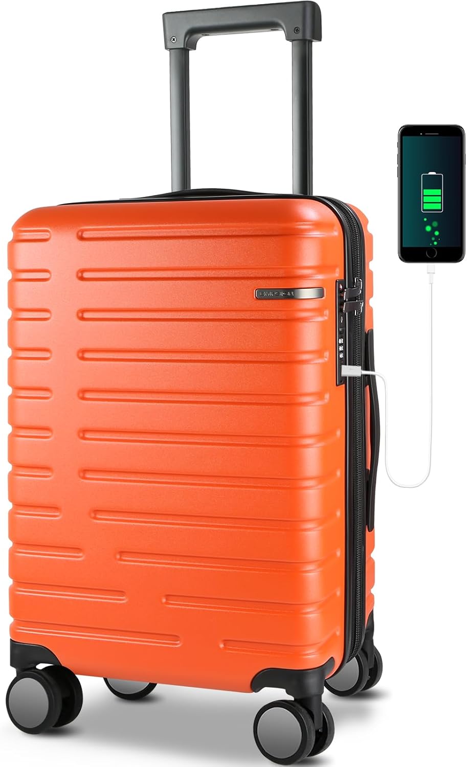 Expandable hard-shell suitcase with spinner wheels and TSA lock