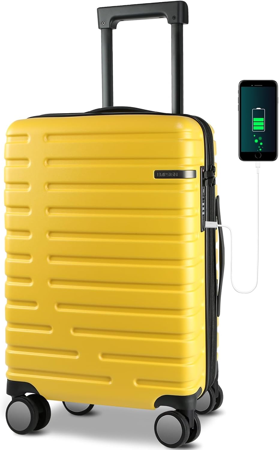 Expandable hard-shell suitcase with spinner wheels and TSA lock