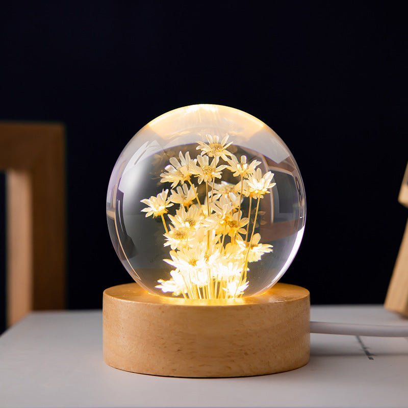 Crystal Ball Lamp with Eternal Flowers – Lumora