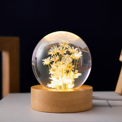 Crystal Ball Lamp with Eternal Flowers – Lumora