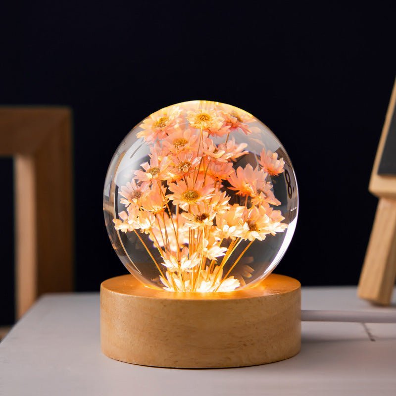 Crystal Ball Lamp with Eternal Flowers – Lumora