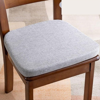 Light grey woven-fabric seat cushion with rounded corners, fitted on a dark wooden dining chair 2