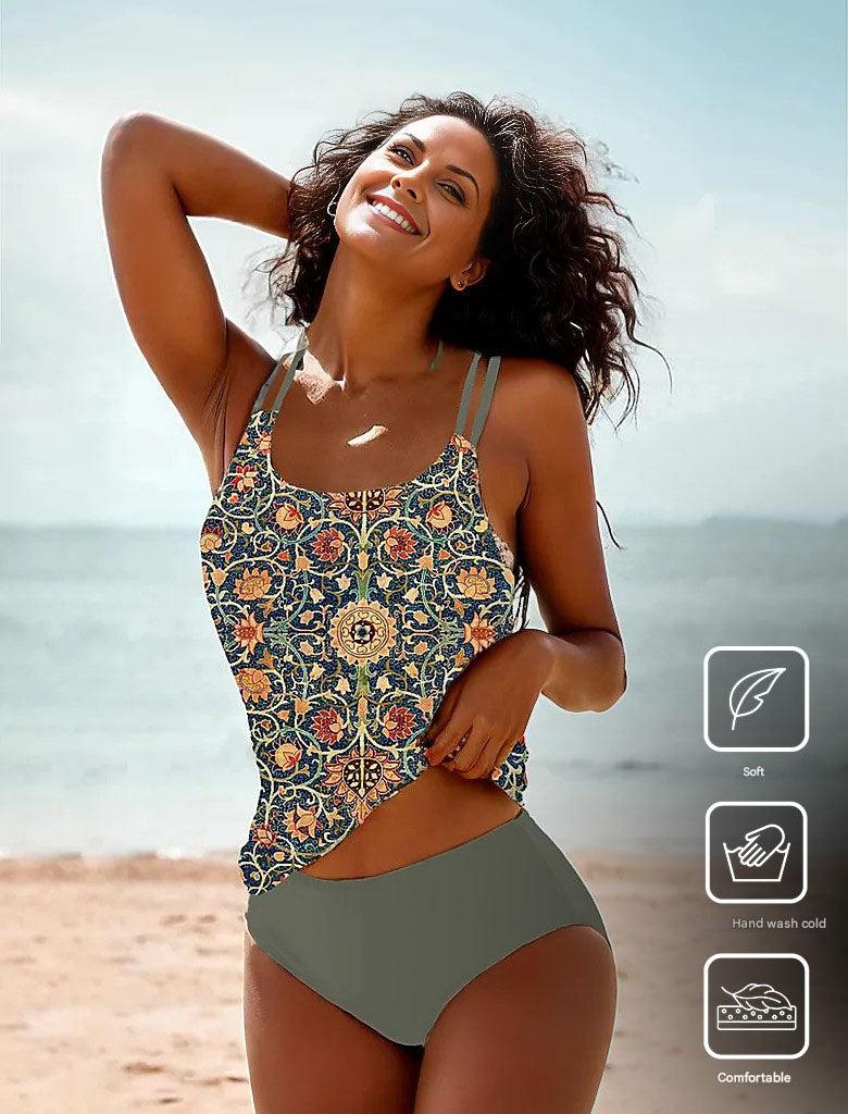 Stylish Sleeveless Bikini with Attractive Pattern - SummerGlow