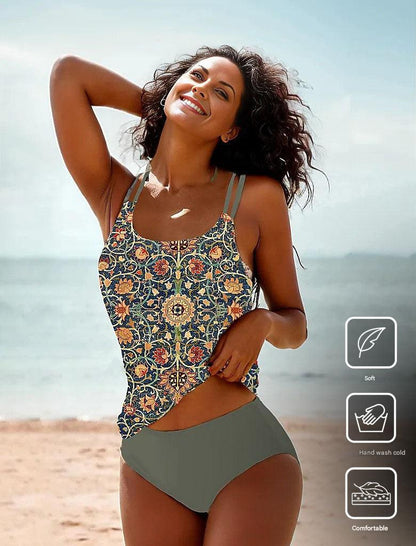 Stylish Sleeveless Bikini with Attractive Pattern - SummerGlow