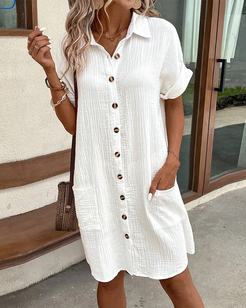 Summer dress with button fastening and short sleeves – Lotte