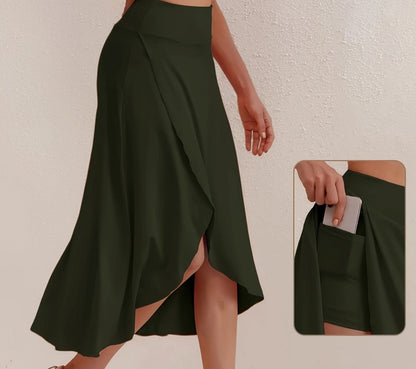 Autumnal, sporty skirt with a high waist and asymmetrical cut – Alexia