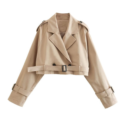 Autumnal Trendy Short Ladies' Trench Coat with Belt – Amelie