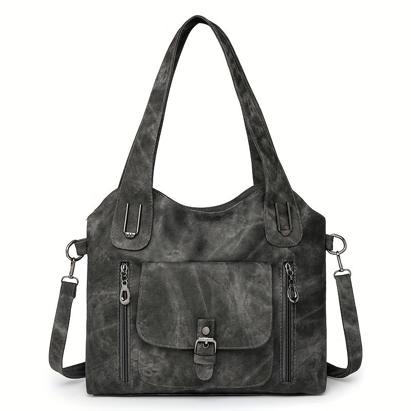 Vintage-Style Vegan Leather Shoulder Bag - Marivelle