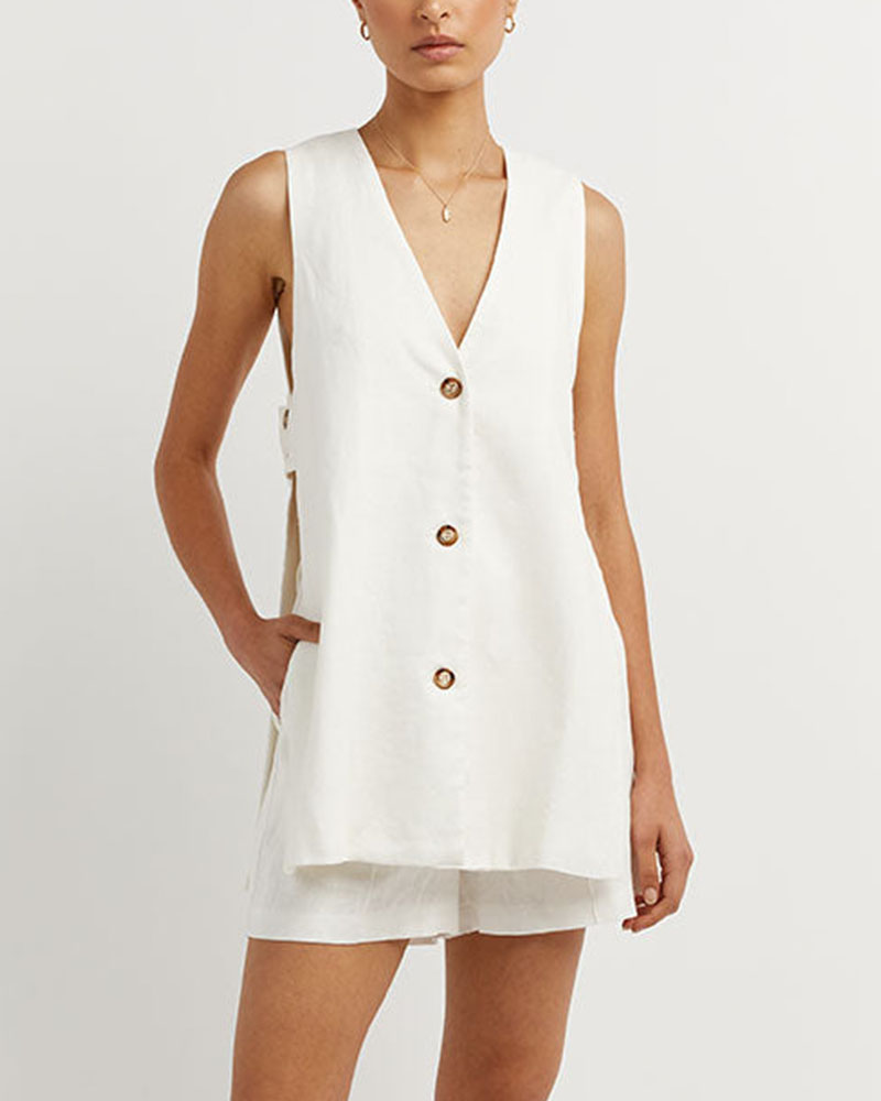 Women's Zomerset with sleeveless gilet and high-waisted shorts – Sylvie