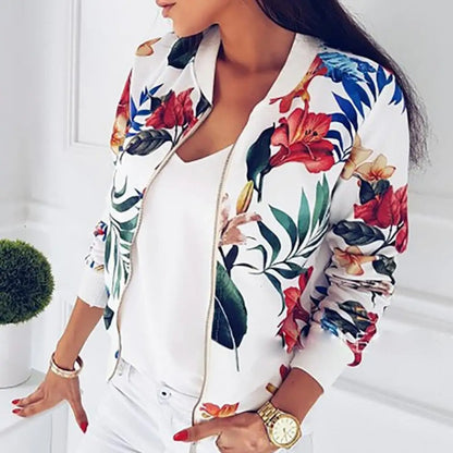 Long-sleeved women's autumn jacket with floral pattern – Liora