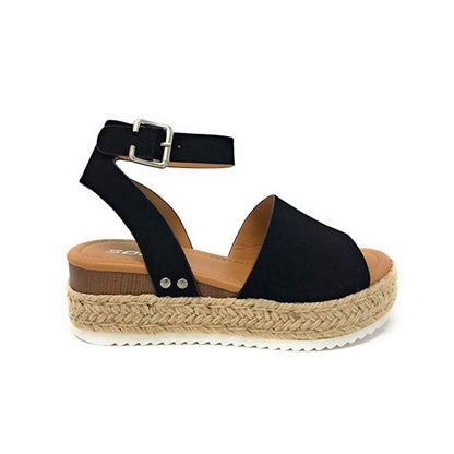 Ladies' wedge espadrille sandals with strap - Livia