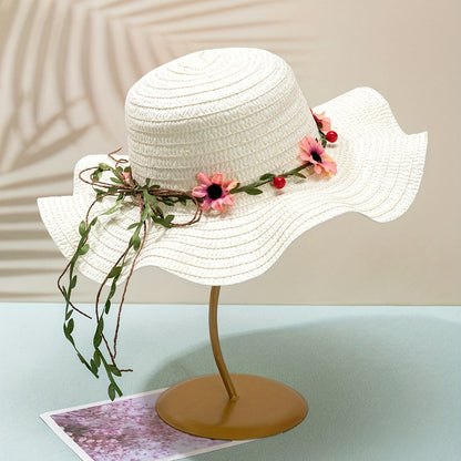 Ladies' summer straw hat with flower and fruit details – Solène