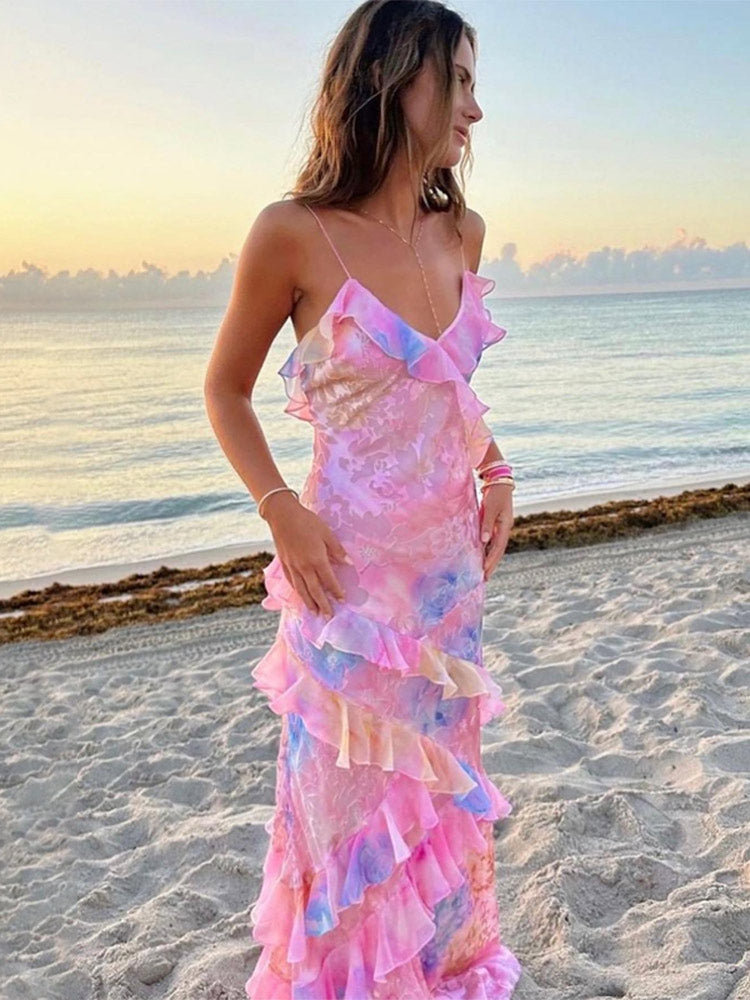 Colourful summer dress with playful ruffles – Lucia
