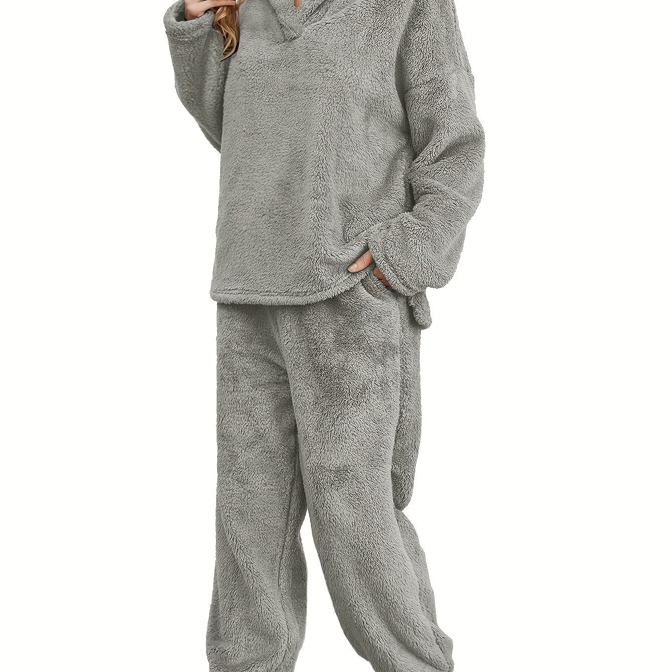 Warm Coral Fleece Women's Loungewear Set – Fenna