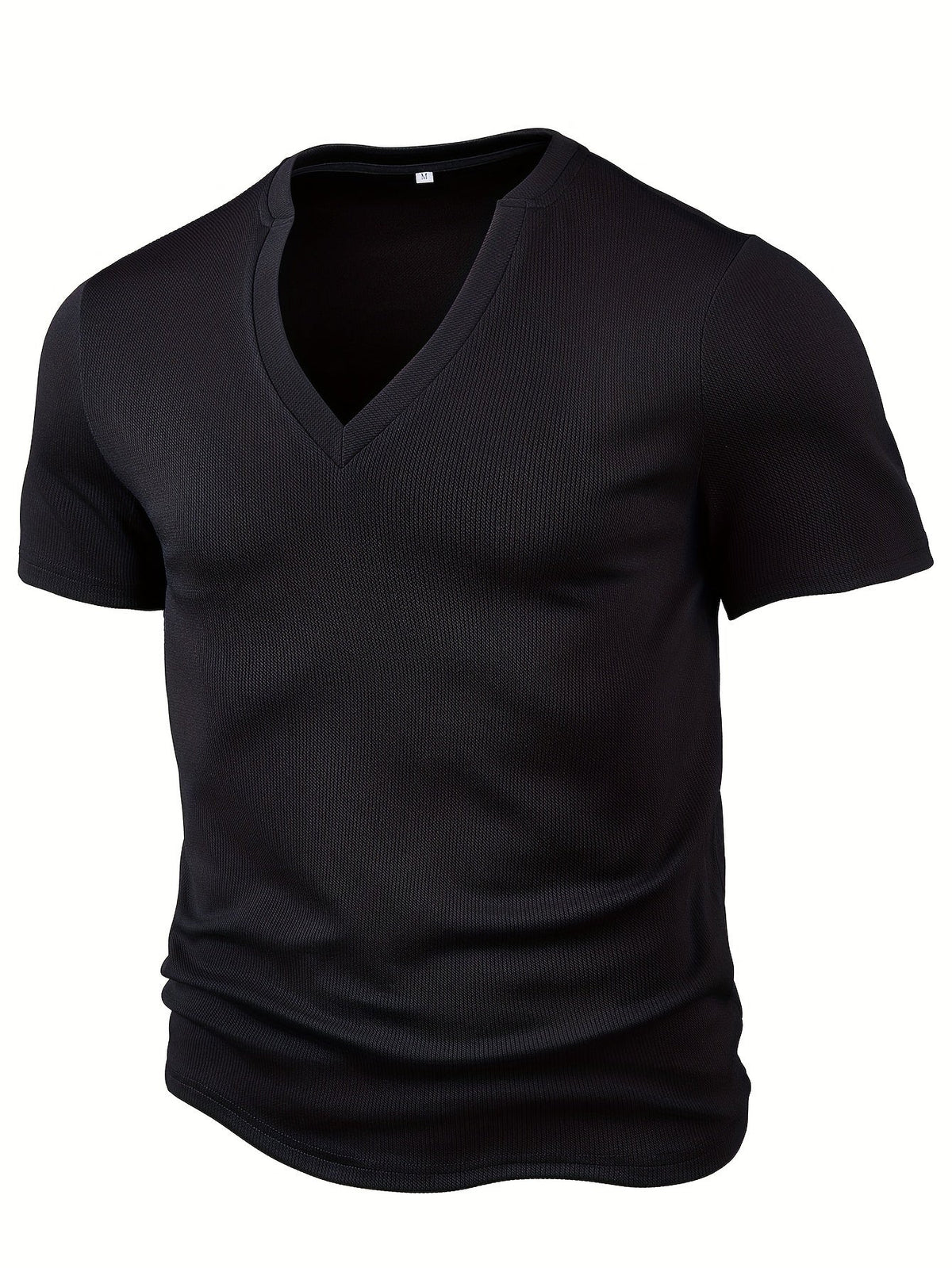 Men's T-shirt with deep V-neck and textured fabric – Rafael