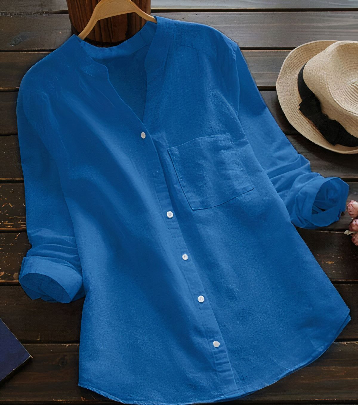 Autumn cotton-linen women's blouse – Maëlle