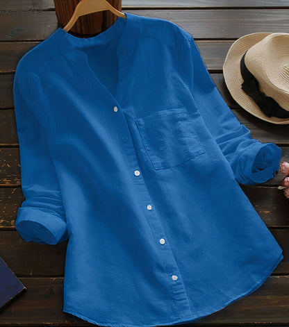 Autumn cotton-linen women's blouse – Maëlle