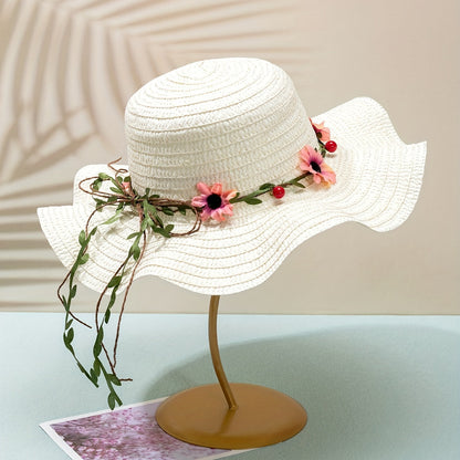 Ladies' summer straw hat with flower and fruit details – Solène