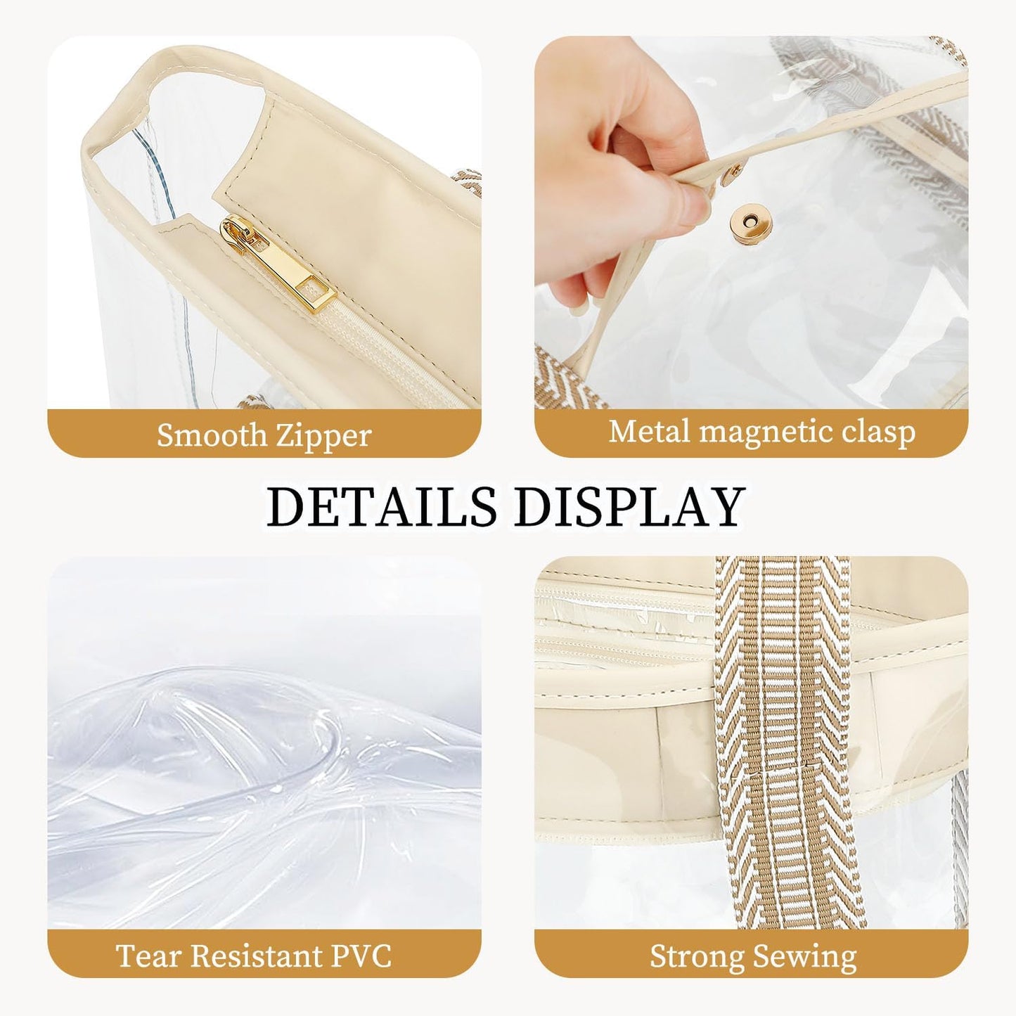 Buy 1, Get 1 FREE – Extra-Large Clear Mesh Beach Bag with 8 Pockets – ClearWave