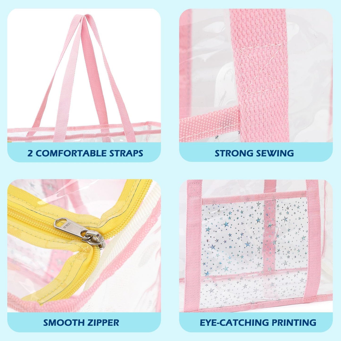 Buy 1, Get 1 FREE – Extra-Large Clear Mesh Beach Bag with 8 Pockets – ClearWave