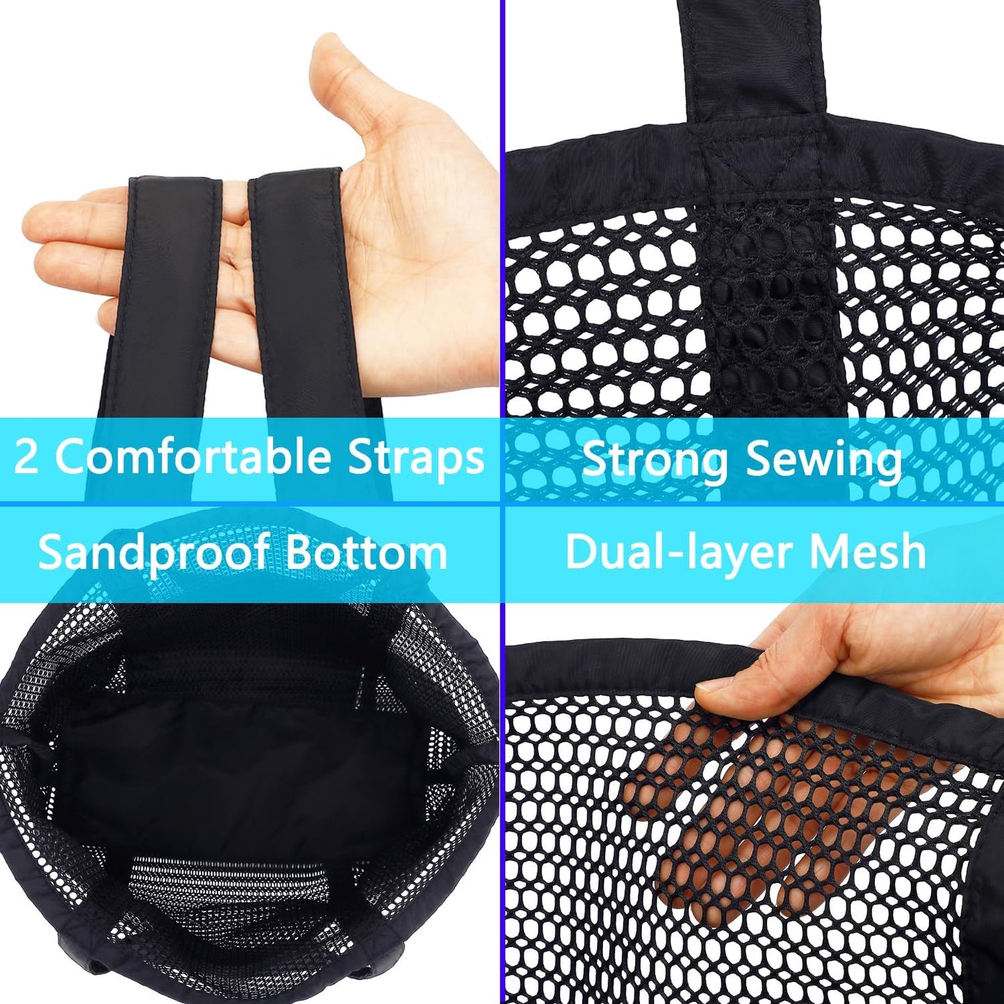 Buy 1, Get 1 FREE – Extra-Large Clear Mesh Beach Bag with 8 Pockets – ClearWave