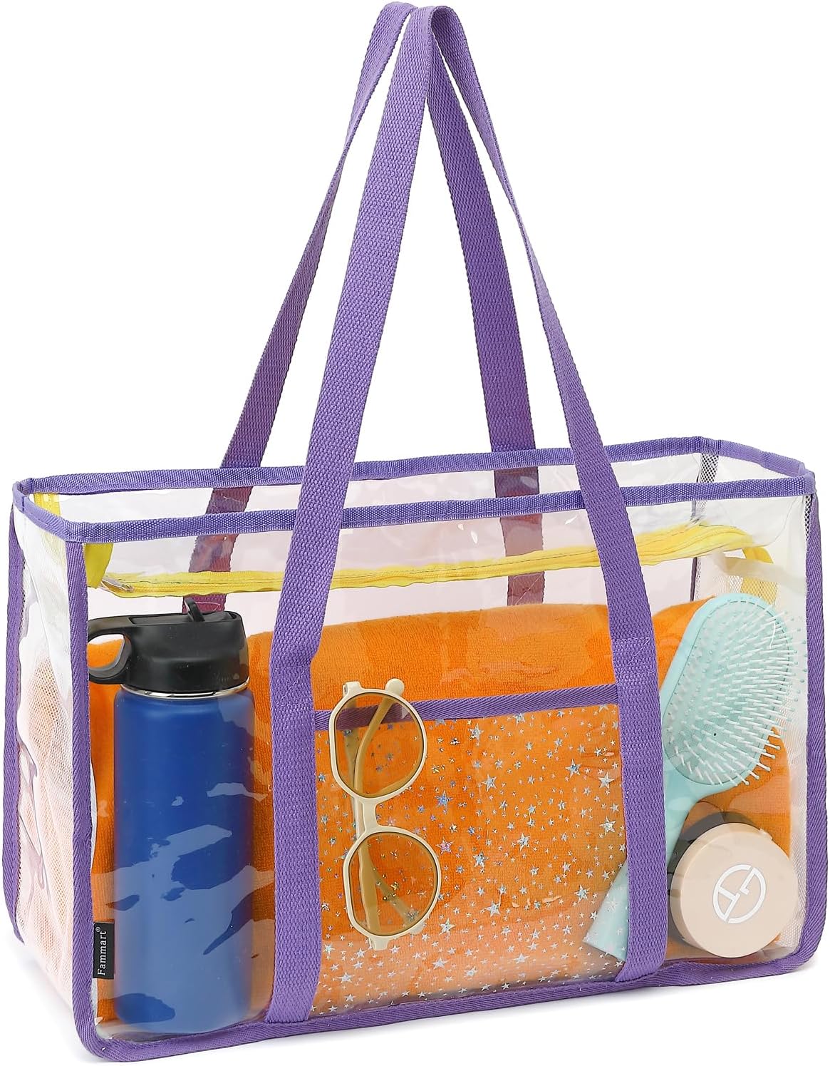 Buy 1, Get 1 FREE – Extra-Large Clear Mesh Beach Bag with 8 Pockets – ClearWave