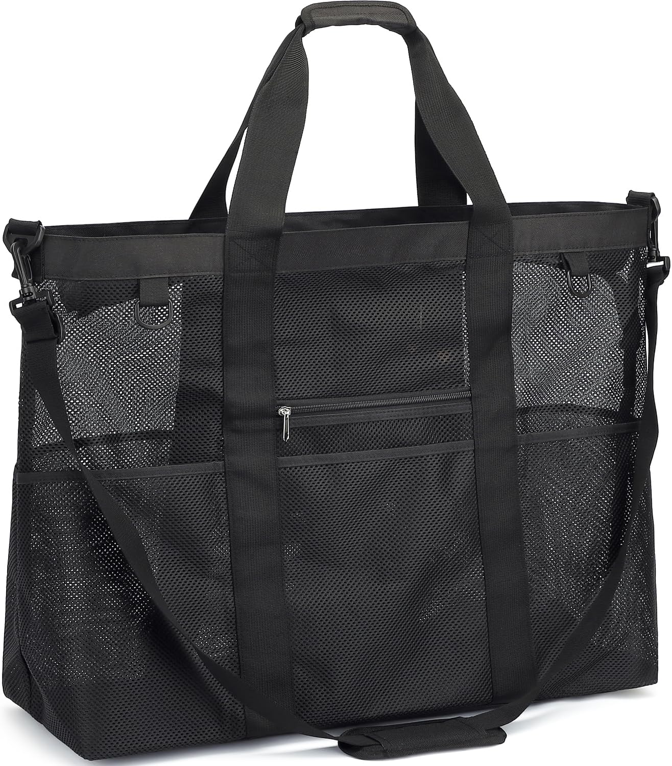 Buy 1, Get 1 FREE – Extra-Large Clear Mesh Beach Bag with 8 Pockets – ClearWave