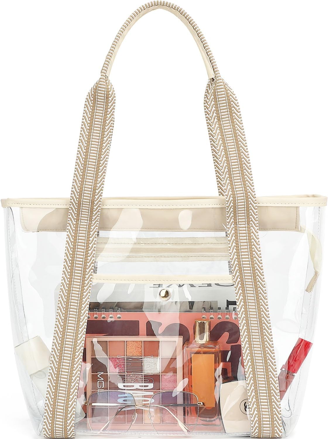 Buy 1, Get 1 FREE – Extra-Large Clear Mesh Beach Bag with 8 Pockets – ClearWave