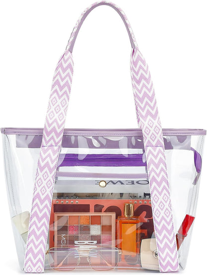 Buy 1, Get 1 FREE – Extra-Large Clear Mesh Beach Bag with 8 Pockets – ClearWave