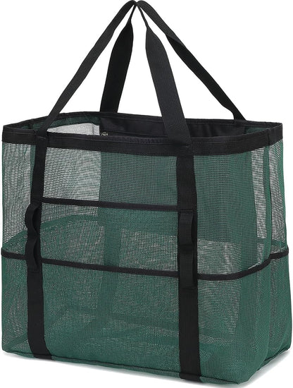 Buy 1, Get 1 FREE – Extra-Large Clear Mesh Beach Bag with 8 Pockets – ClearWave