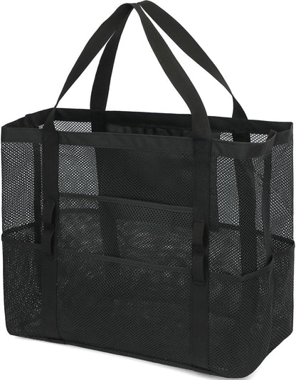 Buy 1, Get 1 FREE – Extra-Large Clear Mesh Beach Bag with 8 Pockets – ClearWave
