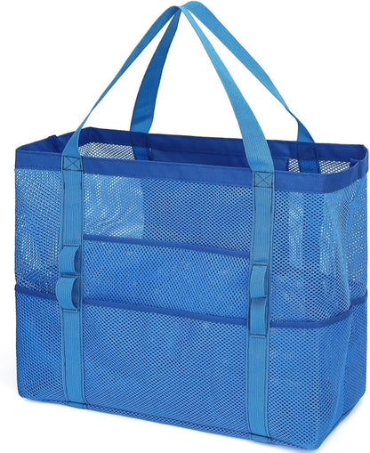 Buy 1, Get 1 FREE – Extra-Large Clear Mesh Beach Bag with 8 Pockets – ClearWave