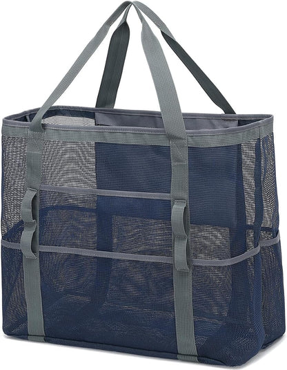 Buy 1, Get 1 FREE – Extra-Large Clear Mesh Beach Bag with 8 Pockets – ClearWave